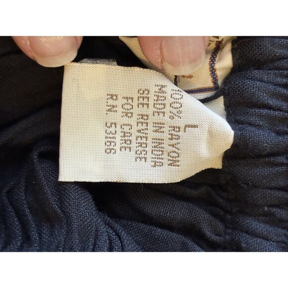 VTG Western Prairie Crinkle Maxi Skirt L Black Whimsygoth Boho Hippie Peasant 80 - Picture 5 of 16